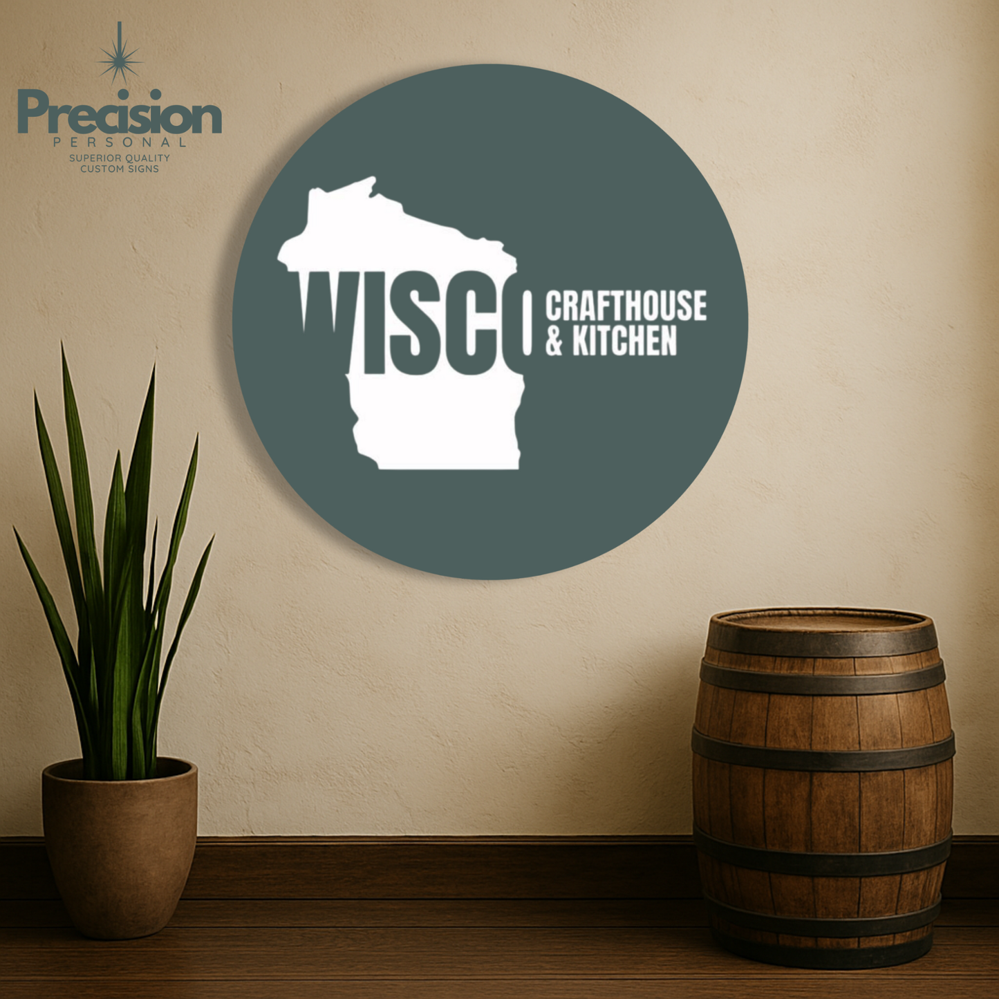 Custom Logo Wood Sign – Full Color, Exact Logo Match